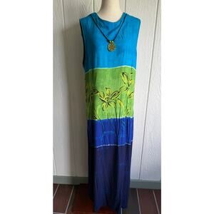 Vintage Caliche Collection Maxi Dress Tropical Colorblock Floral  Size 18